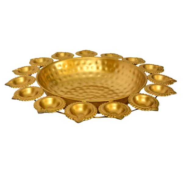 Traditional Metal Urli with Diya Holders - W-105-A